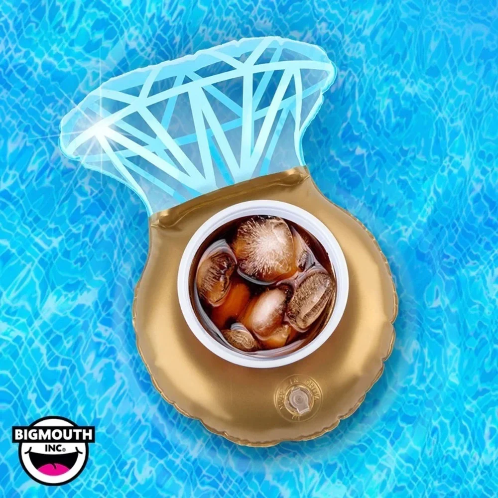 Bigmouth Inc 2 Pack Inflatable Pool Party Bling Rings Beverage Boats NEW - Picture 3 of 3